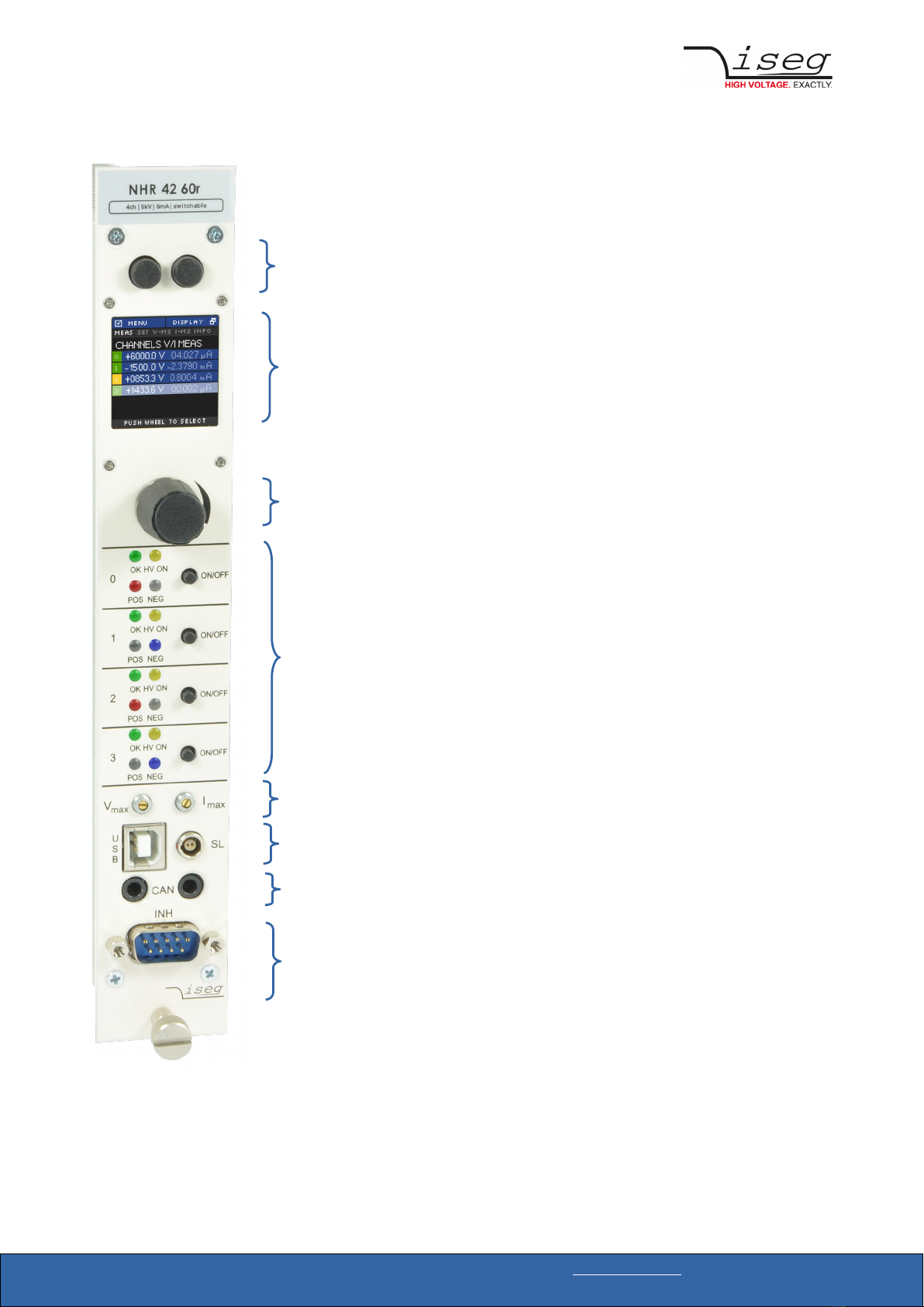 /**+%- @$*A B
"
/-@D@H0
3. Handling
3.1 Connection
1! ,!6%34
&7!!B,5%,,615%
@#!6
NHR – NIM standard High Voltage Power Supply | Last changed on: 25.11.2019 | 11/31
![