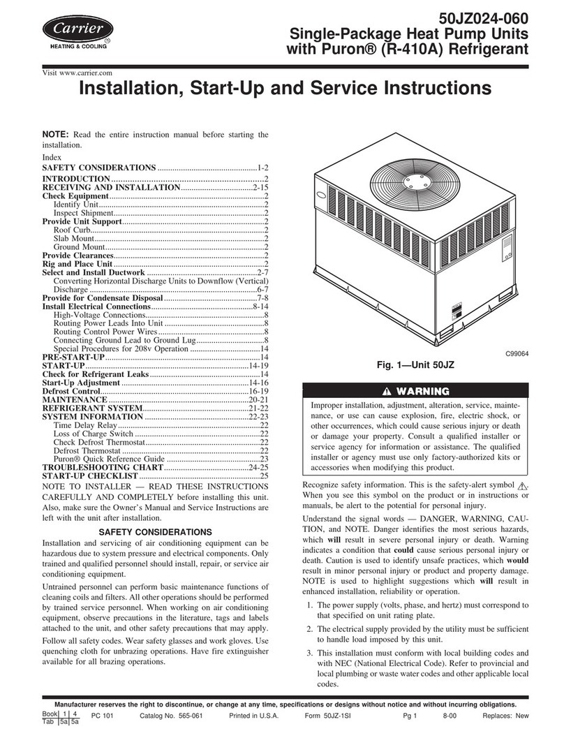 Carrier 50JZ024 Installation, Start-Up and Service Instructions