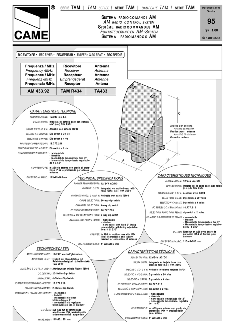 CAME TAM Series User manual