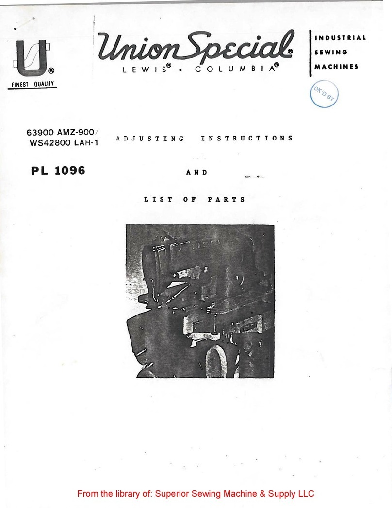 UnionSpecial PL 1096 ADJUSTING INSTRUCTIONS AND LIST OF PARTS