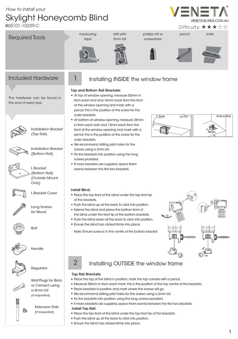VENETA Skylight Honeycomb Blind User manual VENETA Skylight Honeycomb Blind User manual