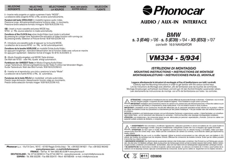Phonocar VM334 Mounting instructions