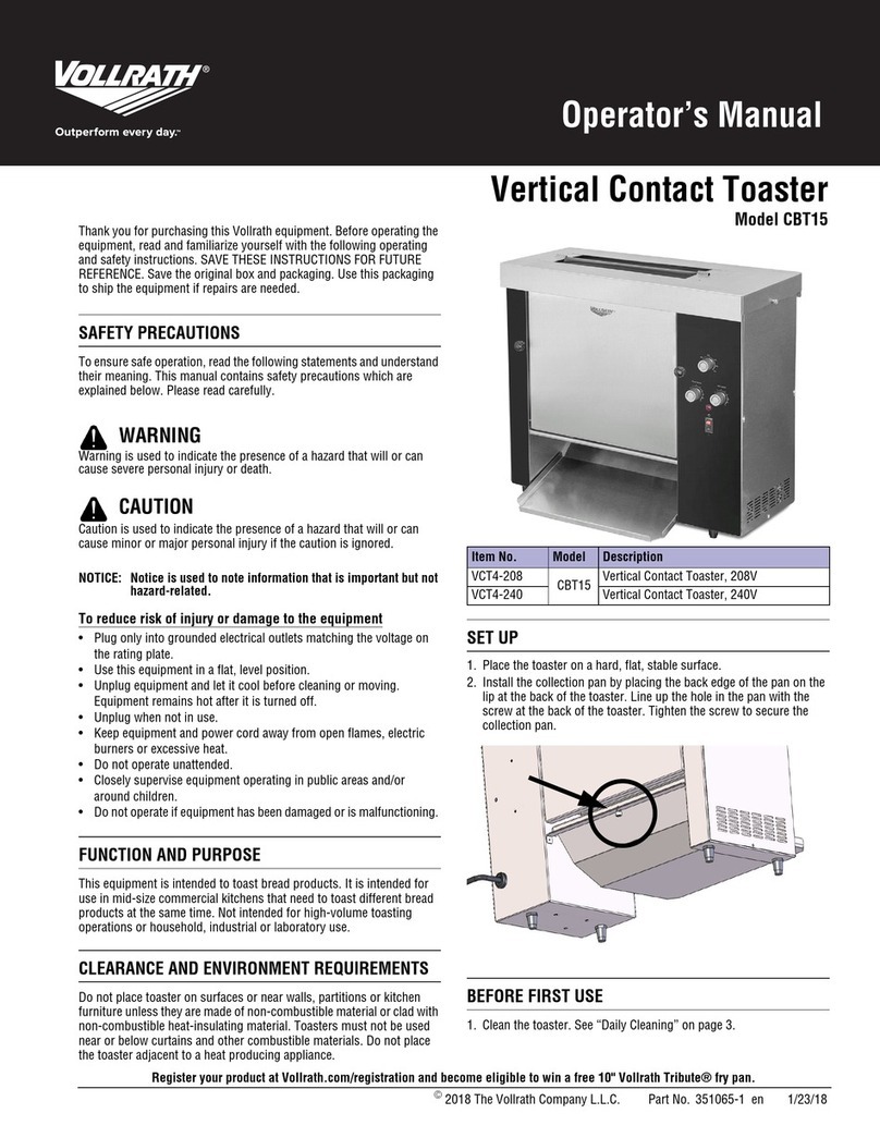 Vollrath CBT15 Operator's manual