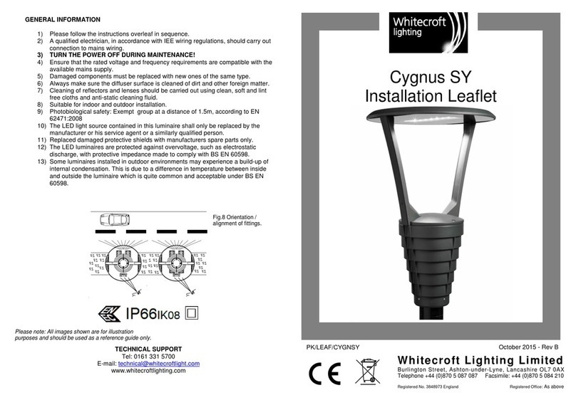 WHITECROFT LIGHTING Cygnus SY Installation instruction