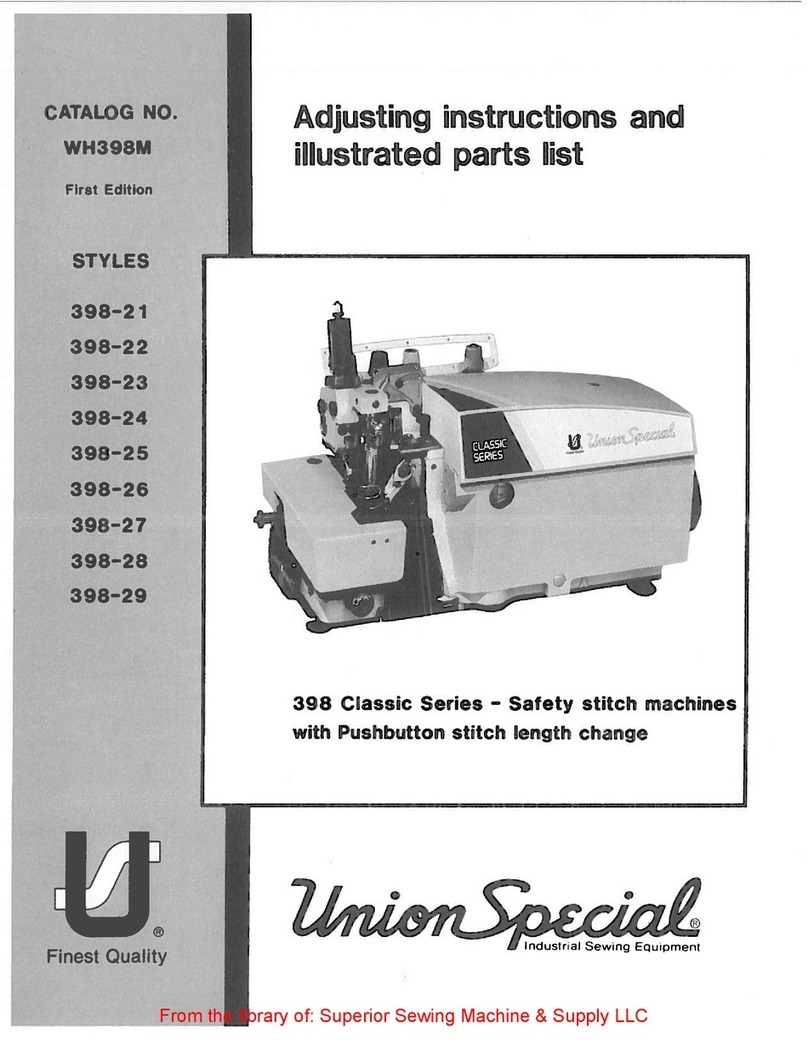 UnionSpecial 398 Classic Series Adjusting instructions and illustrated parts list UnionSpecial 398 Classic Series Adjusting instructions and illustrated parts list