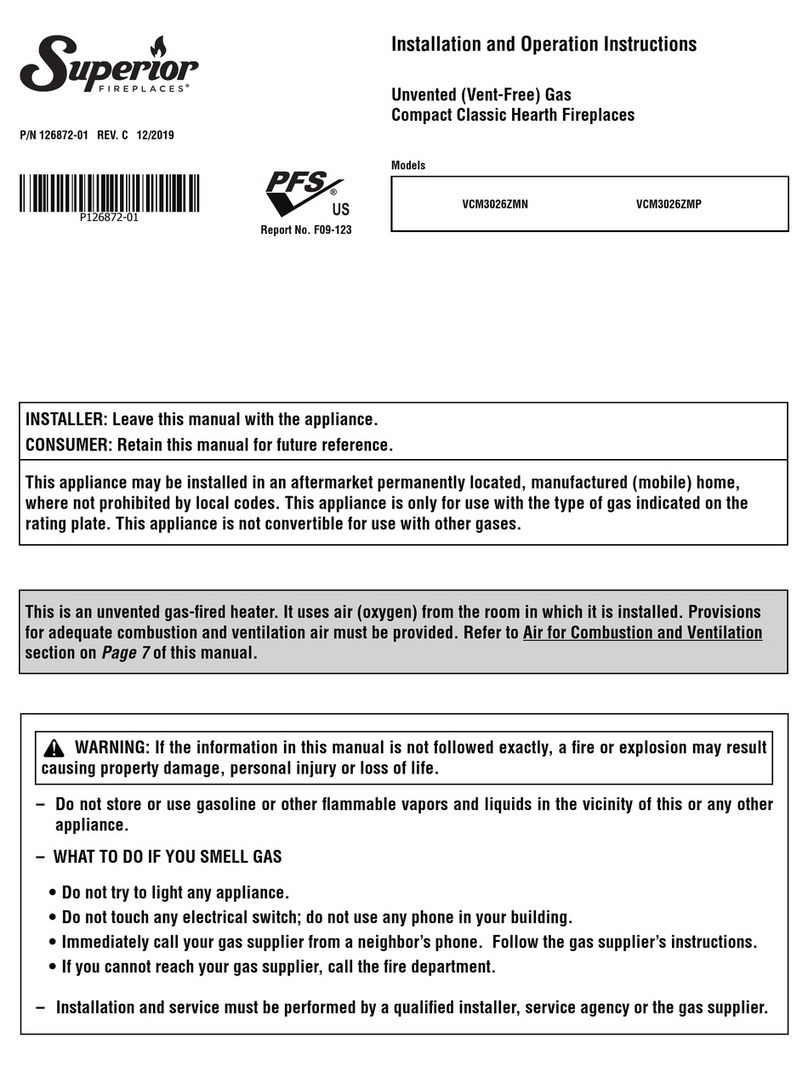 Superior Fireplaces VCM3026ZMN Installation and operation instructions