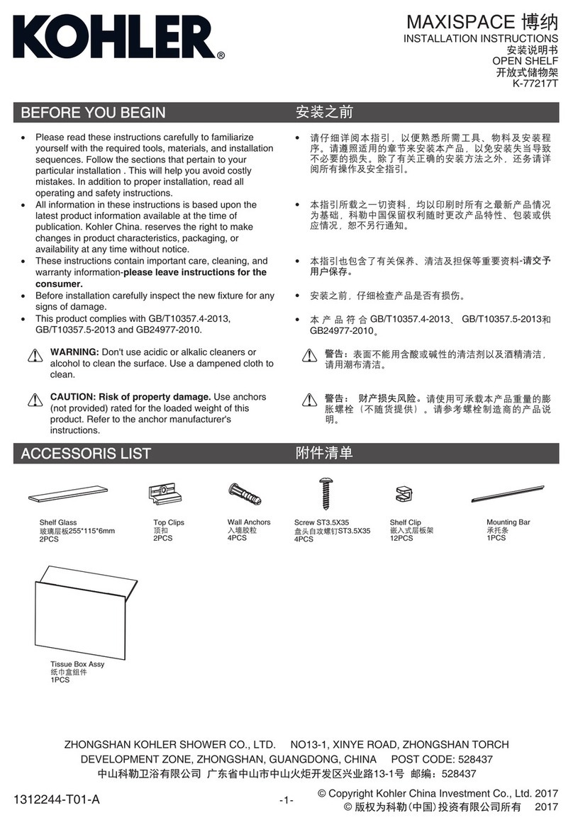 Kohler MAXISPACE K-77217T User manual Kohler MAXISPACE K-77217T User manual