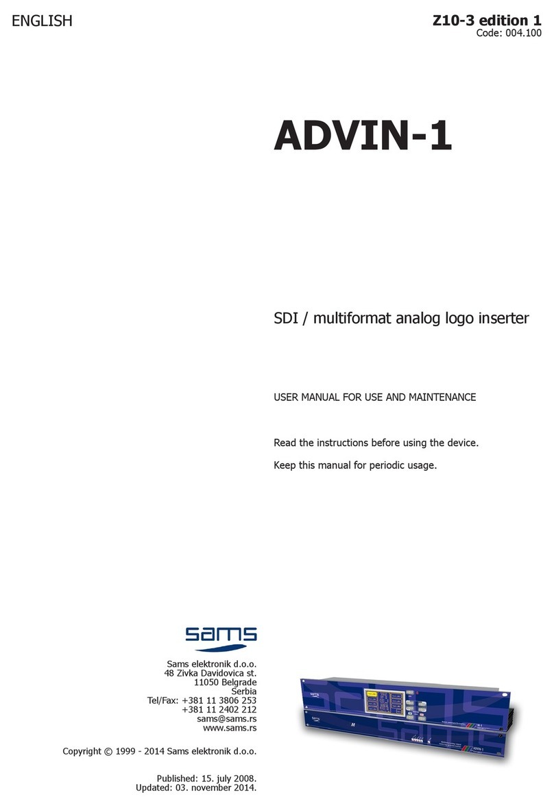 Sams ADVIN-1 User manual for use and maintenance