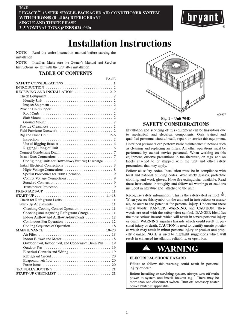 Bryant LEGACY PURON 704D Series User manual