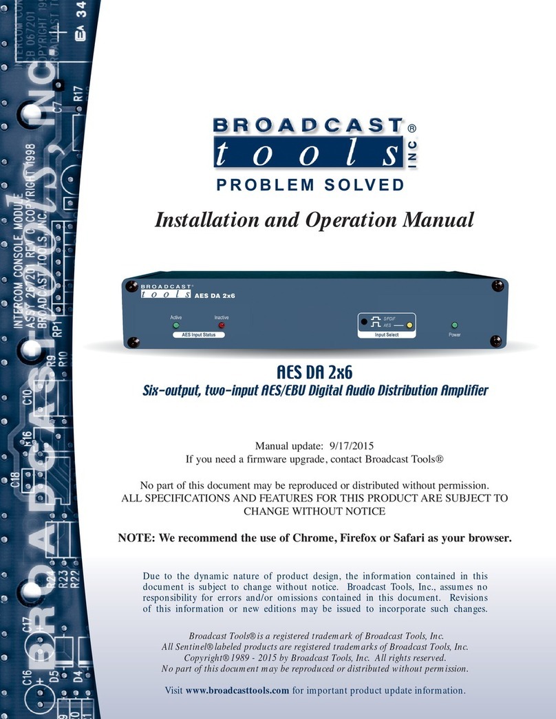 Broadcast Tools AES DA 2x6 User manual Broadcast Tools AES DA 2x6 User manual