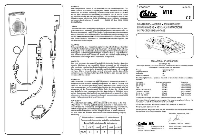 Calix AB M18 Assembly instructions