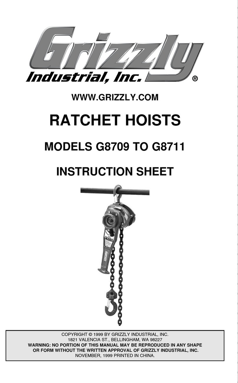 Grizzly G8709 instruction sheet