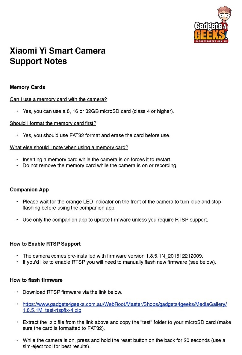 Xiaomi Yi Support notes