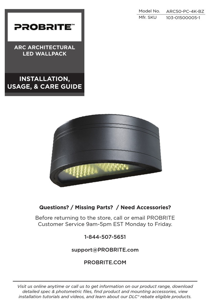 Probrite ARC50-PC-4K-BZ INSTALLATION, USAGE, & CARE GUIDE Probrite ARC50-PC-4K-BZ INSTALLATION, USAGE, & CARE GUIDE