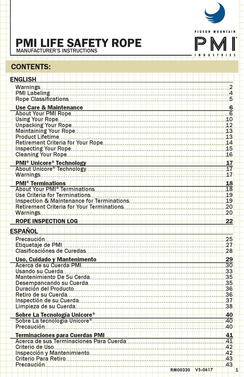 PMI LIFE SAFETY ROPE Manufacturer's Instructions