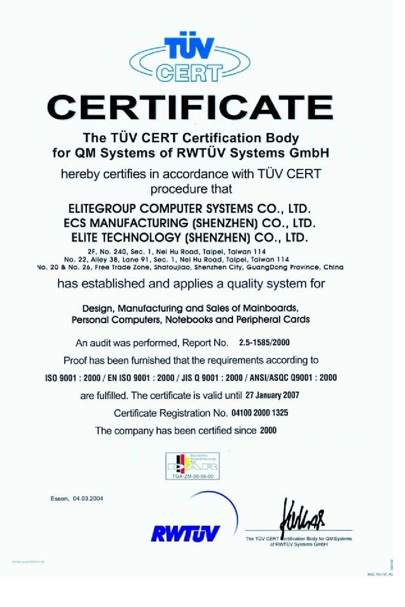 ECS 945PL-A User manual