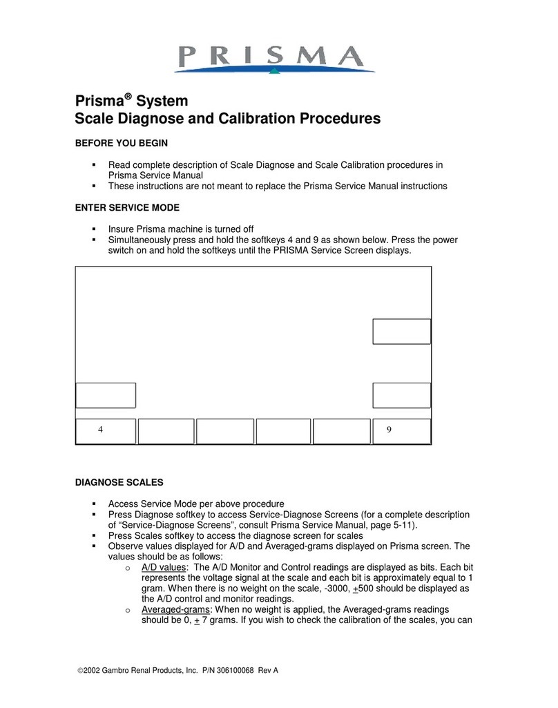 Gambro Prisma System Calibration Instruction