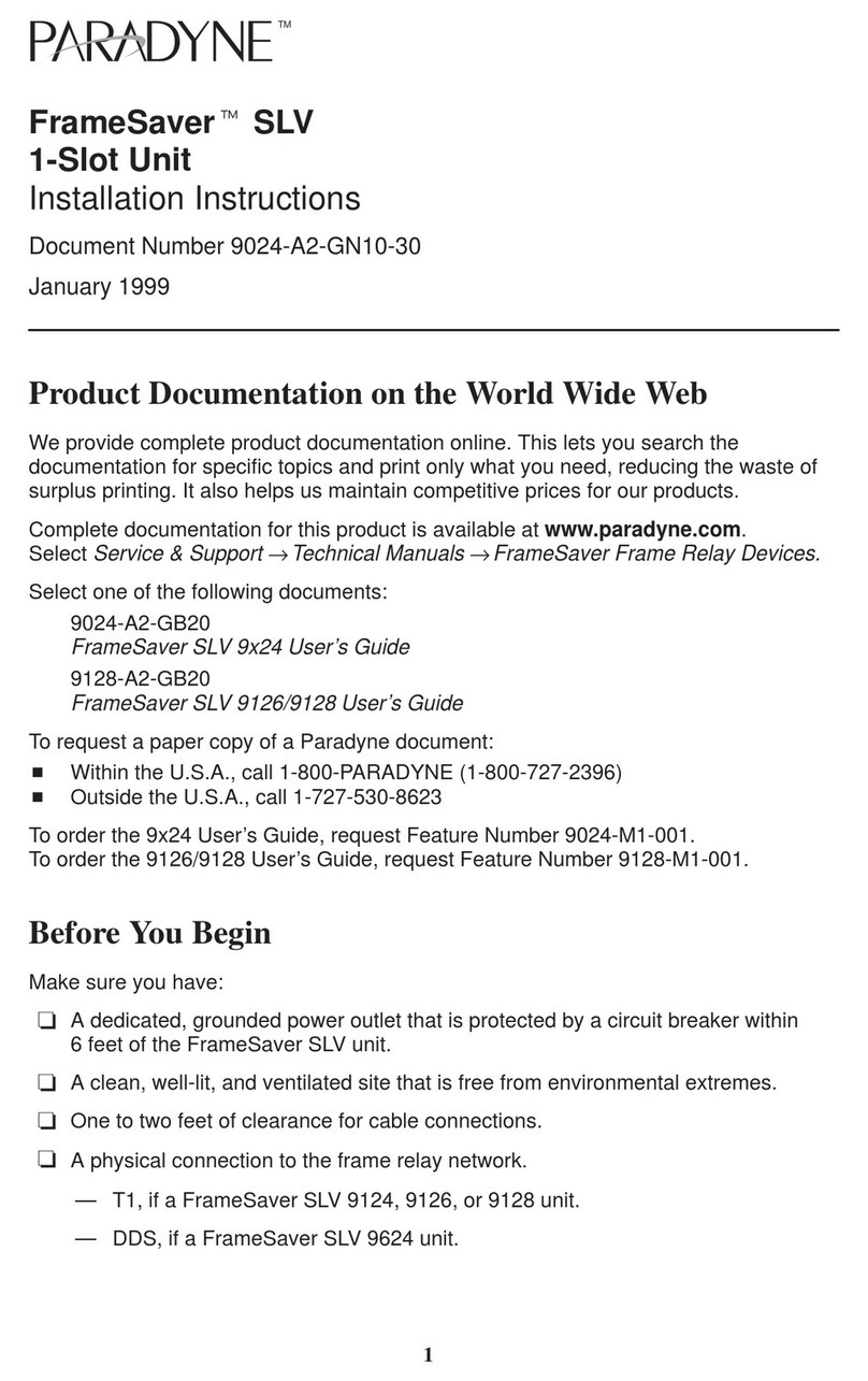 Paradyne FrameSaver SLV Series installation instructions
