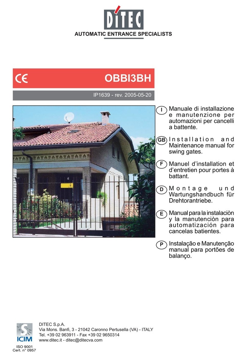 DITEC OBBI3BH Installation and maintenance manual