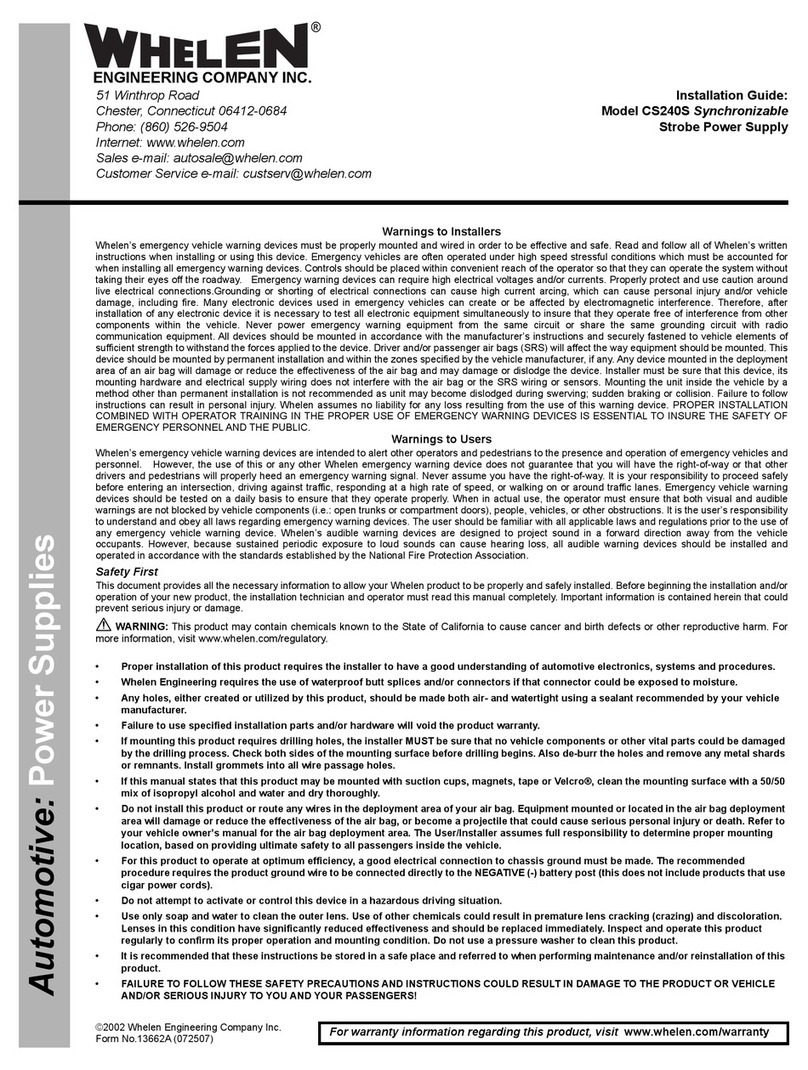 Whelen Engineering Company CS240S installation guide
