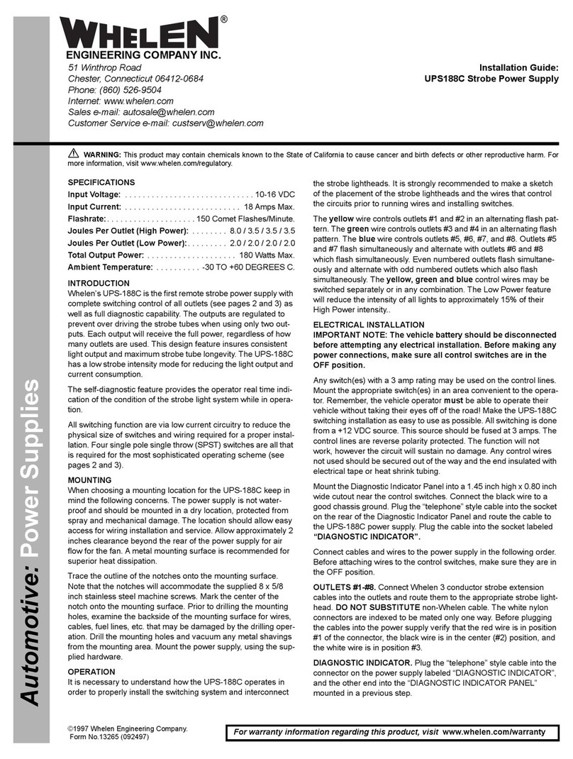 Whelen Engineering Company UPS188C installation guide
