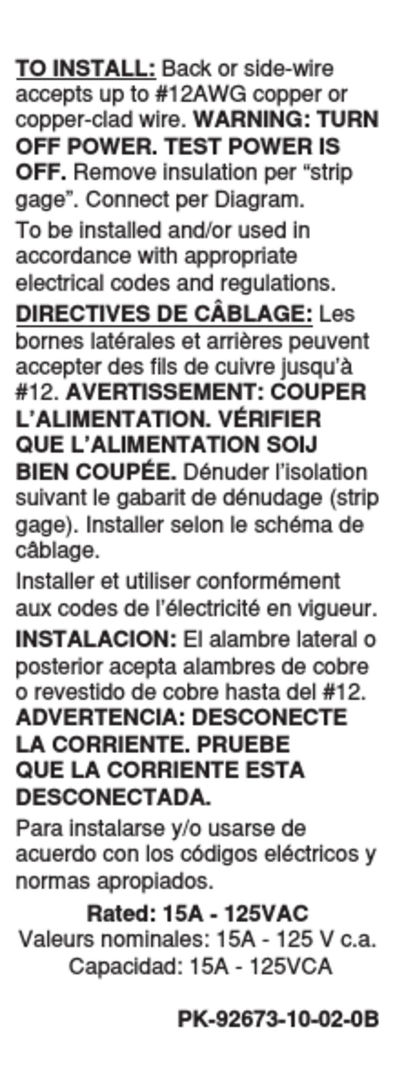 Leviton CR15 User manual