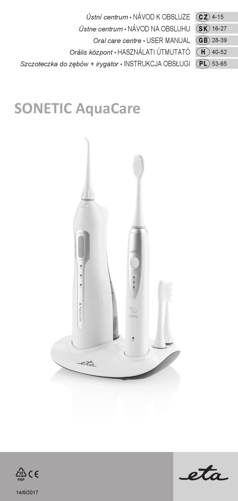 eta SONETIC AquaCare Series user manual