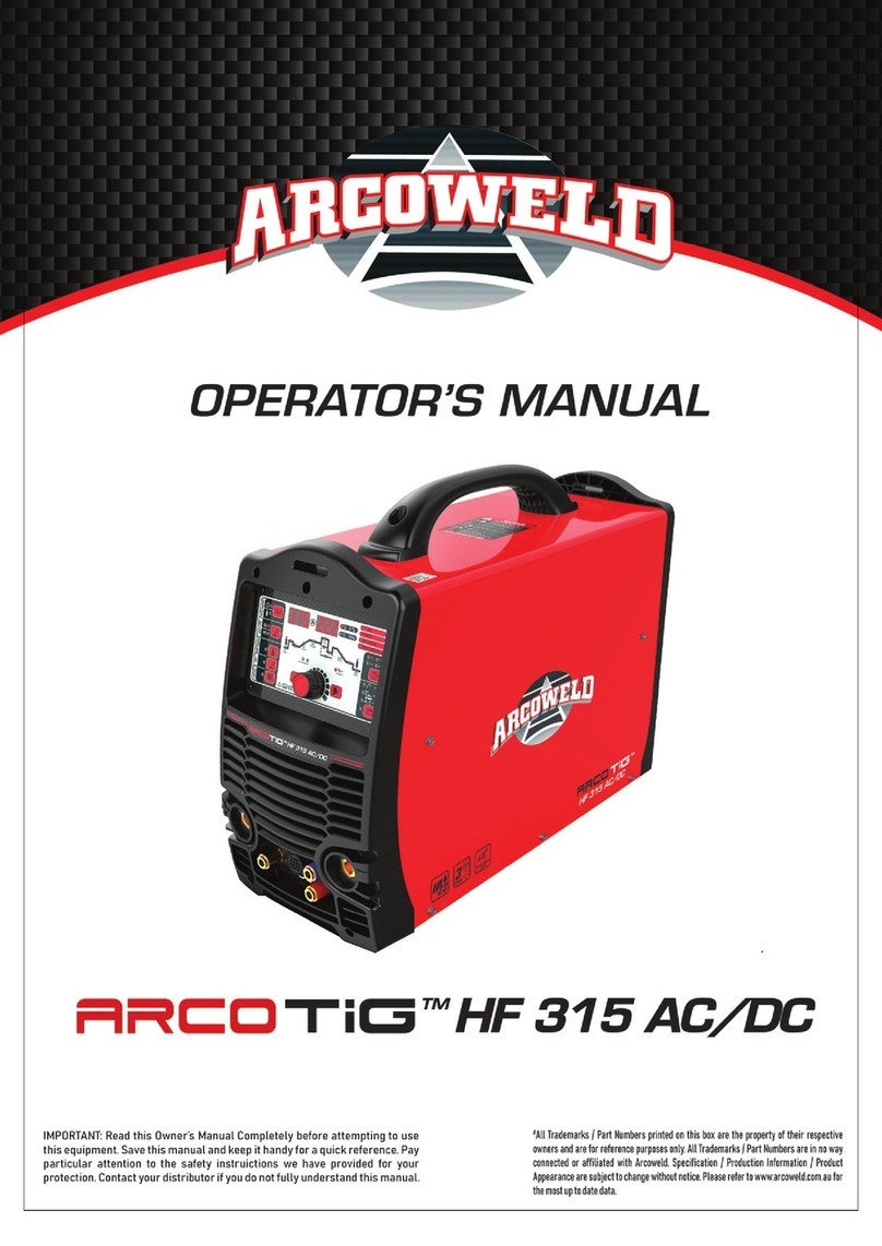 Arcoweld ArcoTiG HF 315 AC/DC Operator's manual Arcoweld ArcoTiG HF 315 AC/DC Operator's manual