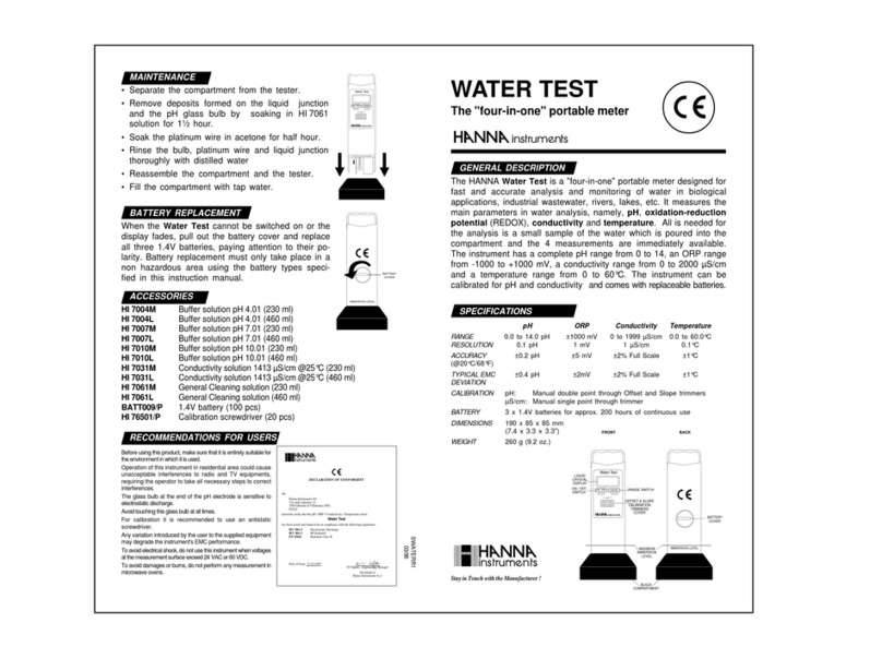 Hanna Instruments WATER TEST User manual