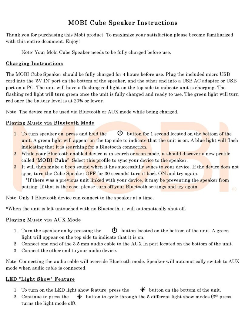 Mobi Technologies Cube Speaker instructions Mobi Technologies Cube Speaker instructions