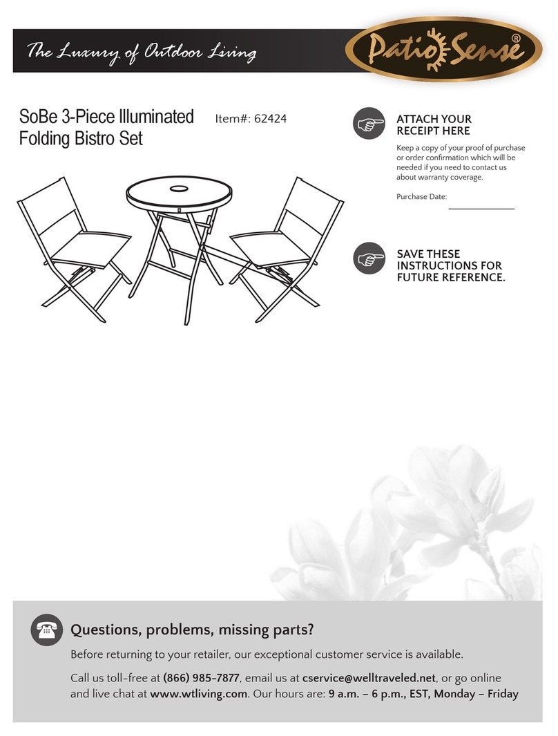 Patio Sense SoBe Assembly instructions
