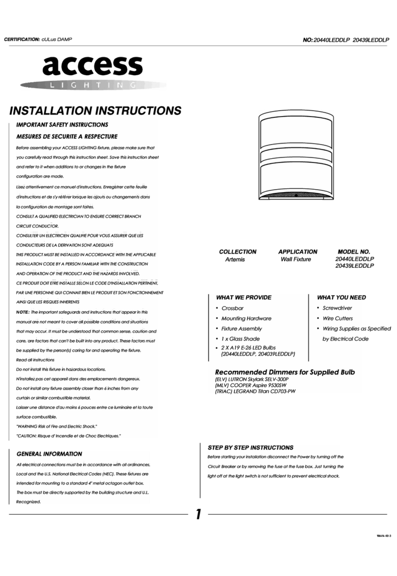 Access Lighting 20439LEDDLP installation instructions Access Lighting 20439LEDDLP installation instructions