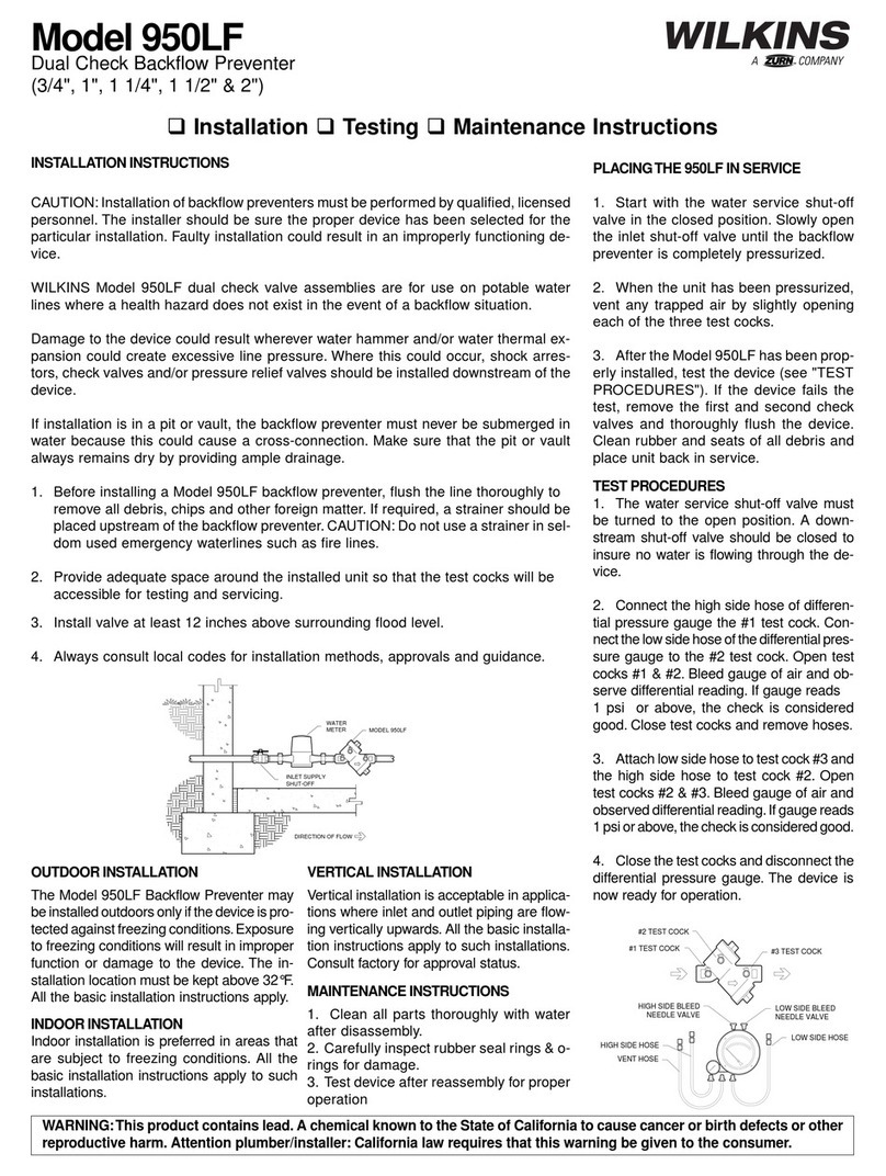 ZURN WILKINS 950LF User manual