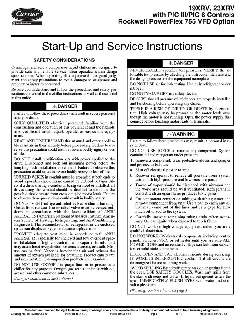 Carrier AquaEdge 19XRV series Start-up and service instructions