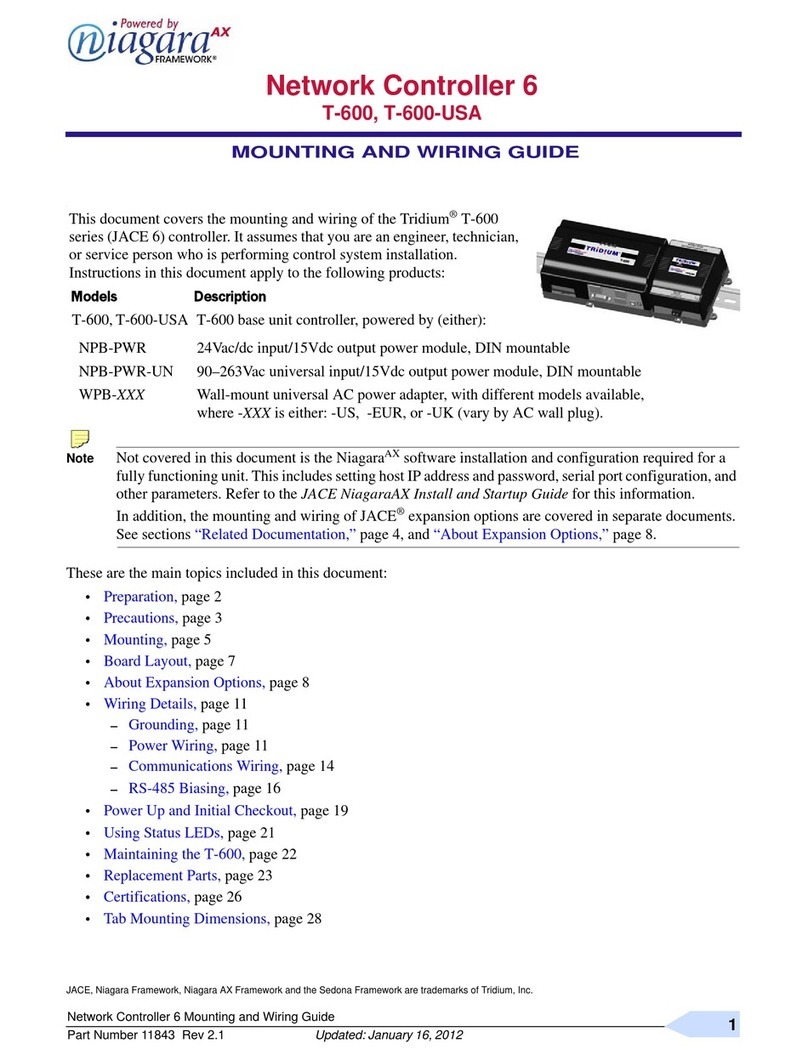 Niagara Tridium T-600 Installation instructions manual