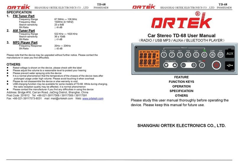 Ortek TD-68 user manual