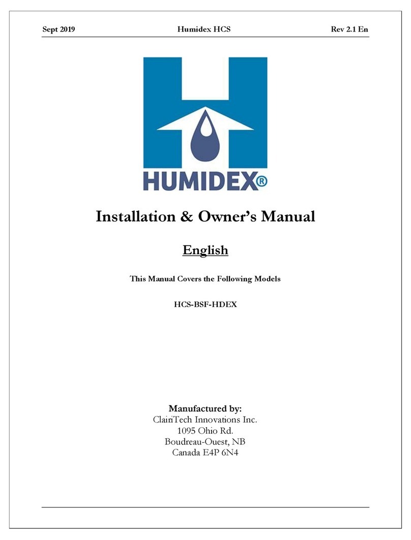 Humidex HCS-BSF-HDEX Installation & owner's manual