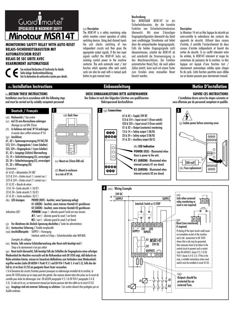 E.J.A. Engineering Guardmaster Minotaur MSR14T installation instructions E.J.A. Engineering Guardmaster Minotaur MSR14T installation instructions