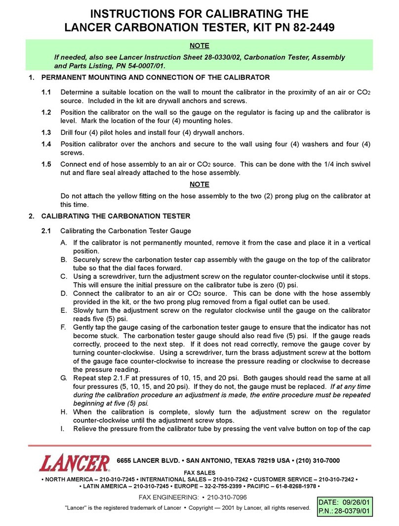 lancer 82-2449 Calibration instructions