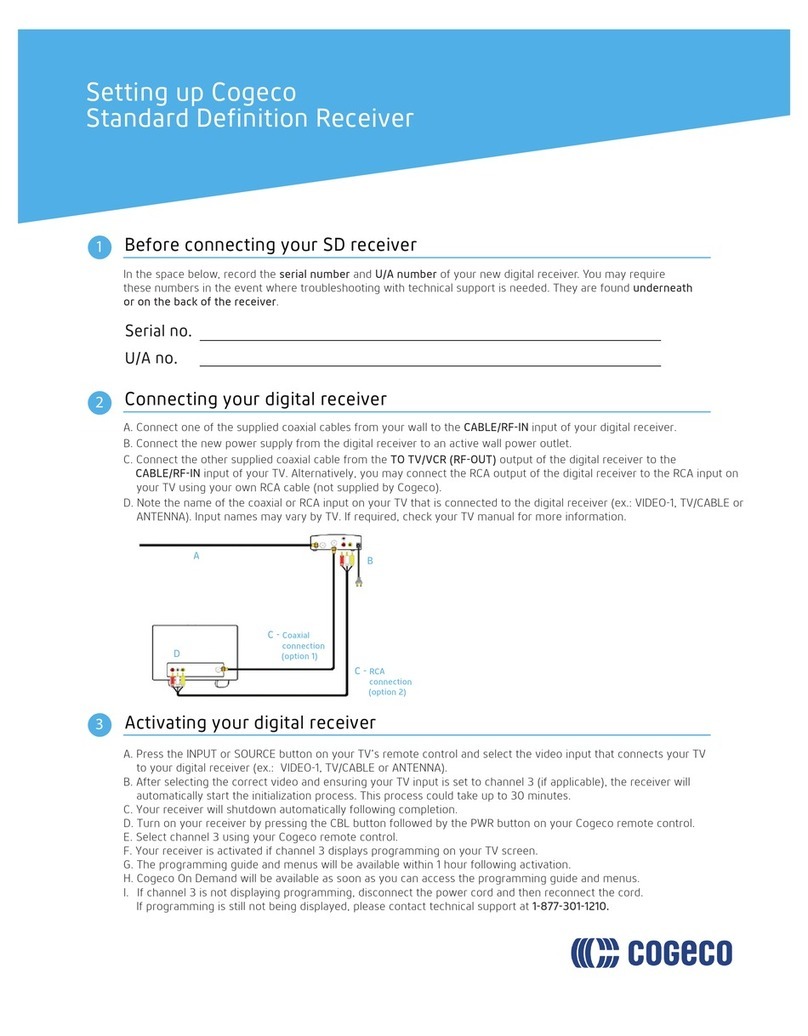 cogeco Standard Definition Receiver quick start guide