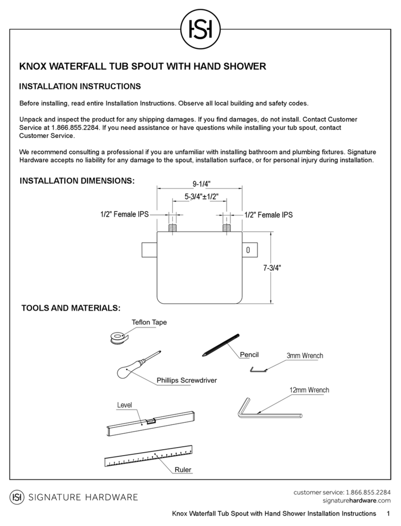 Signature Hardware KNOX WATERFALL TUB SPOUT WITH HAND SHOWER User manual