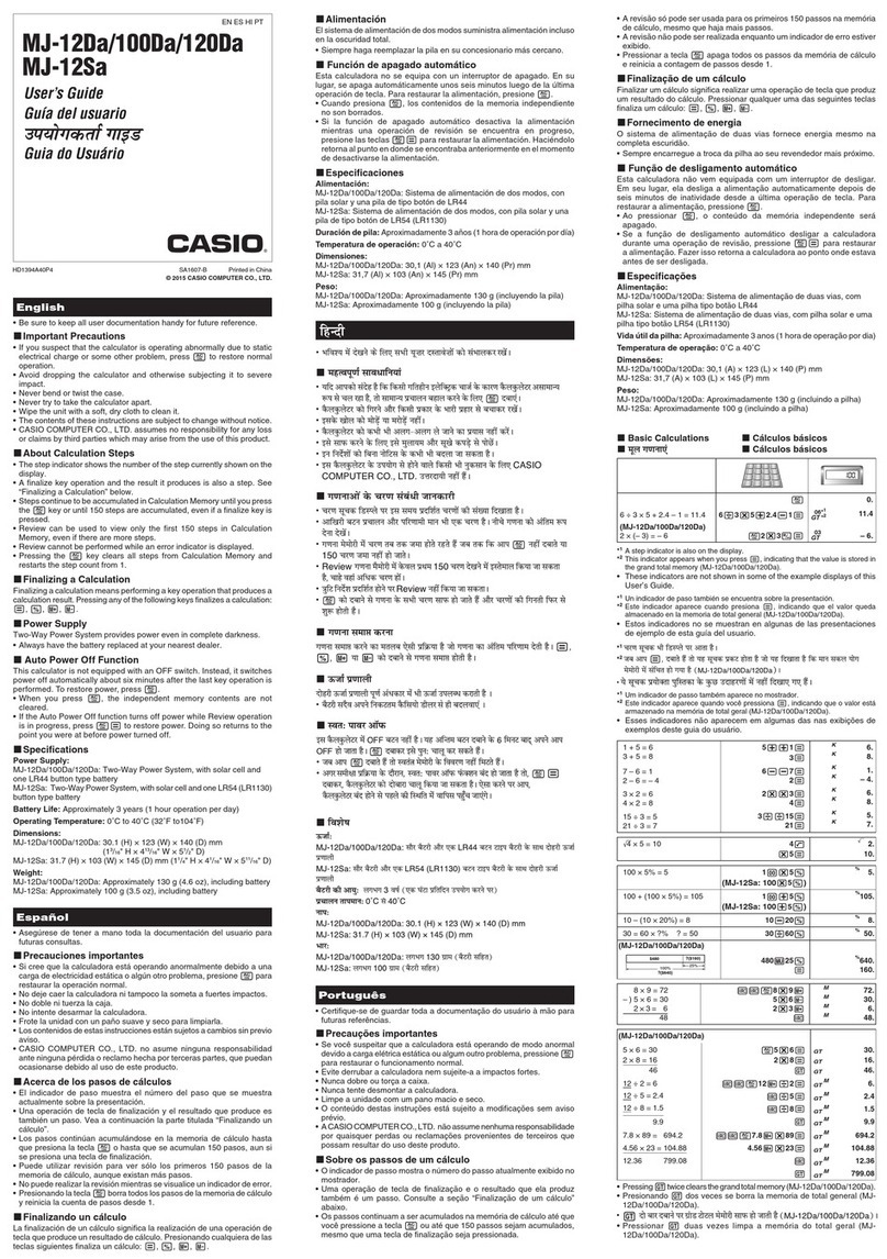 Casio MJ-12Da User manual