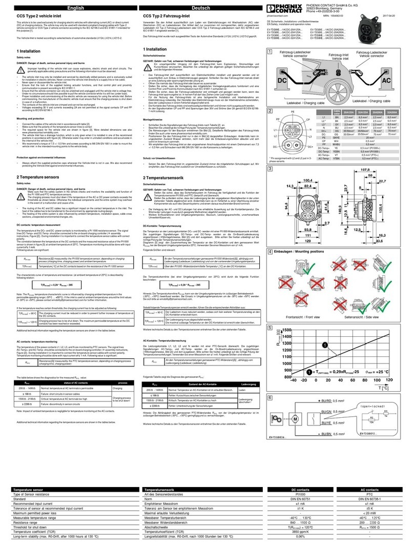 Phoenix Contact EV-T2GBIE-1ACDC-20A125A Series Safety, installation and operation notes Phoenix Contact EV-T2GBIE-1ACDC-20A125A Series Safety, installation and operation notes