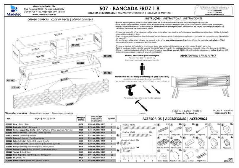 Madetec BANCADA FRIZZ 1.8 Assembly instructions