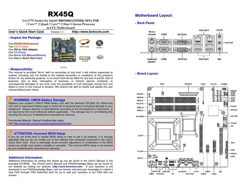 BCM RX45Q User's quick start card