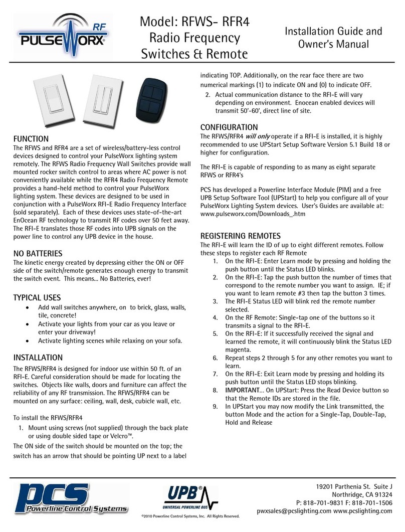 PCS PulseWorx RF Series Installation guide and owner's manual