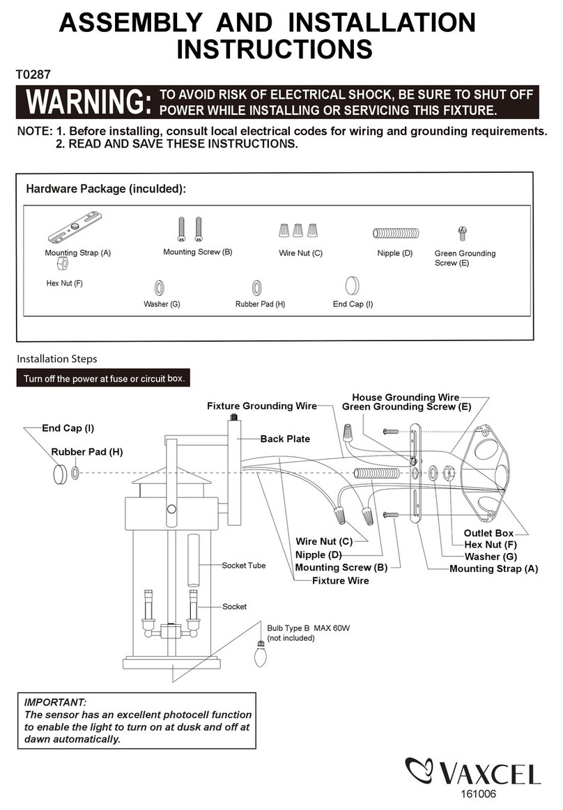 Vaxcel T0287 Assembly and installation instructions