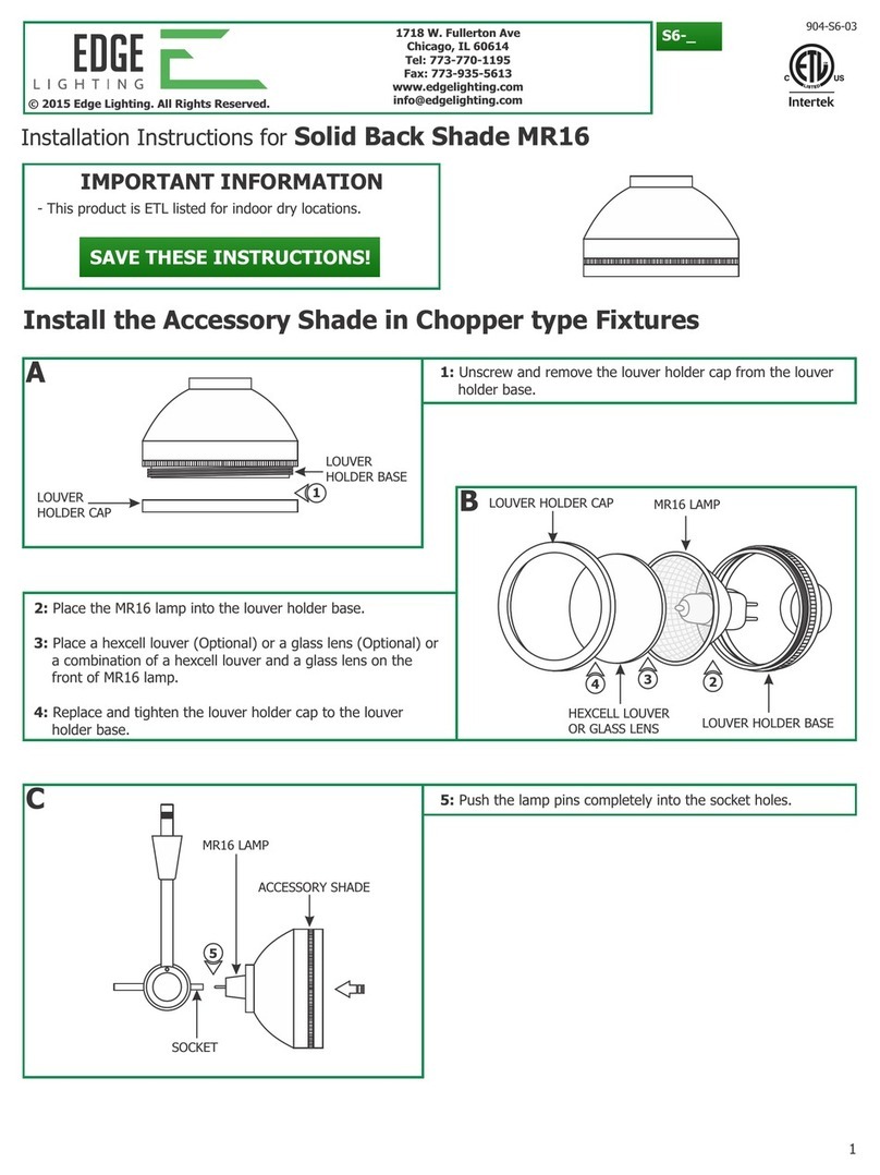 Edge Lighting Solid Back Shade MR16 installation instructions