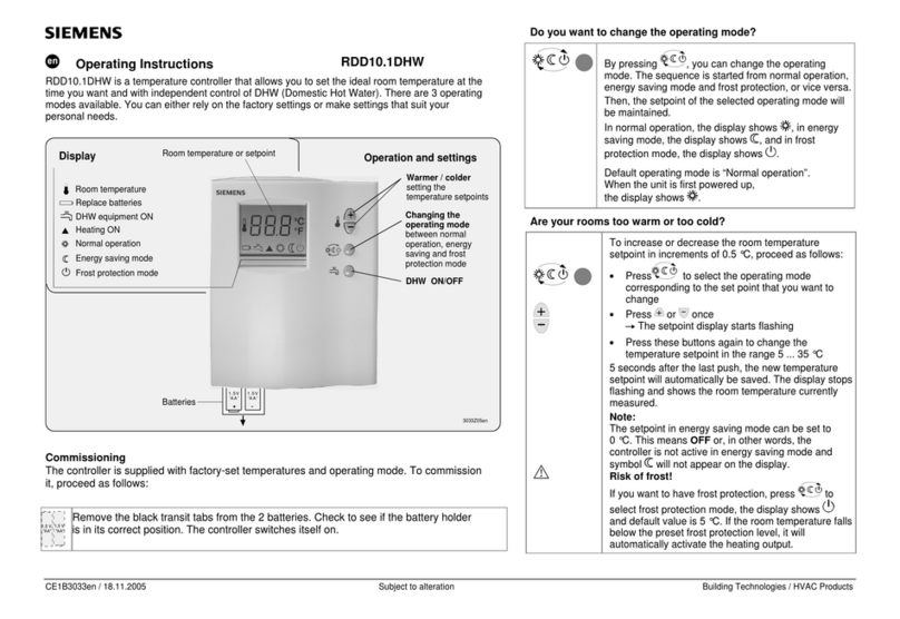 Siemens RDD10.1DHW User manual