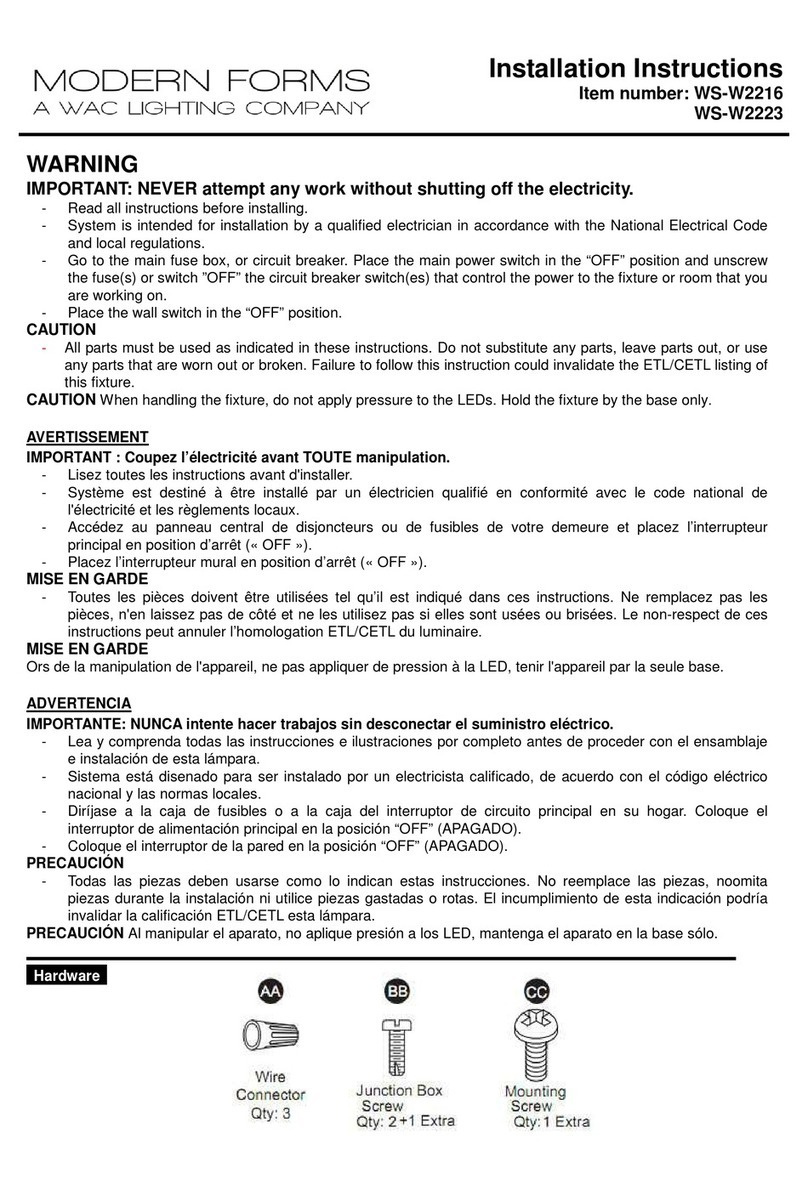 Modern Forms WS-W2216 installation instructions